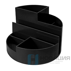 Подставка-органайзер BRAUBERG ROUND, 6 отделений, 130х130х90 мм, тонированная серая, 238101, ОР01